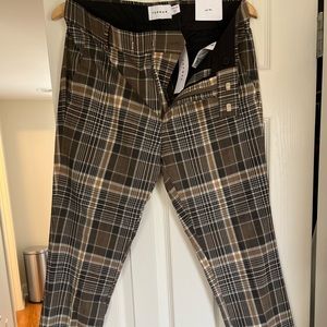 TopMan Plaid Pant Brown Sz. 32/32 New With Tags